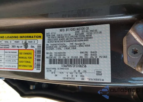 2015 Ford Fusion Se from USA, damaged, VIN 1FA6P0H73F5106256